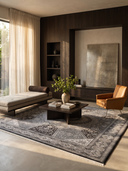 İpek Siyah ve Antrasit Salon Halısı 1248A