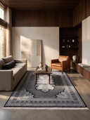 İpek Siyah ve Gri Salon Halısı 1166D