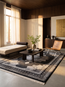 İpek Siyah ve Gri Salon Halısı 1160D