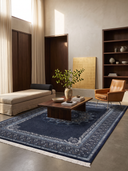 İpek Lacivert ve Mavi Salon Halısı 1247B