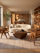Mono Koyu Bej ve Açık Gri Salon Halısı EW2814