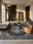 İpek Siyah ve Antrasit Salon Halısı 1239J