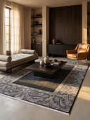 İpek Siyah ve Antrasit Salon Halısı 1168D