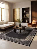 İpek Siyah ve Antrasit Salon Halısı 1247A