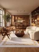 Neon Krem ve Gold Salon Halısı MN004